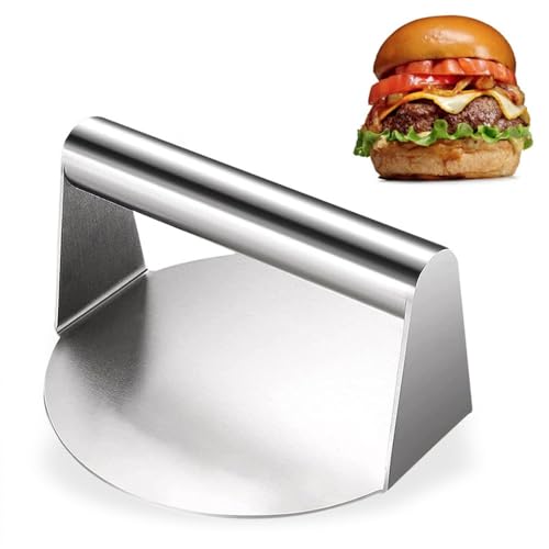 katmerio Presse à hamburger en acier inoxydable 304, presse à steak ronde de 14 cm, accessoire de grill professionnel pour hamburger, pour grill à surface...