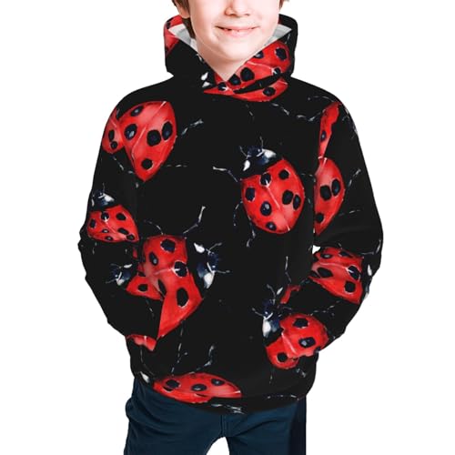 Beautiful Red Ladybug Kid Hoodies Boys Sweatshirts Girls Pullover with Pocket3