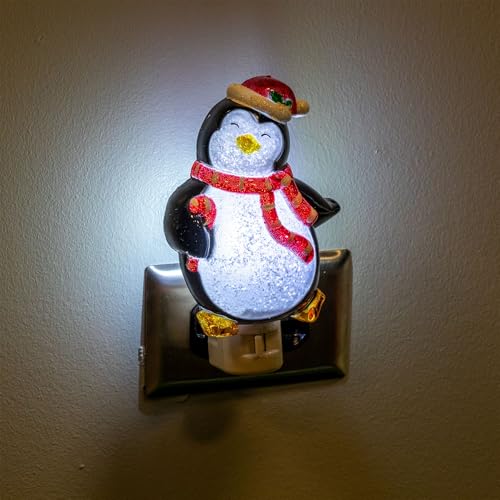 Image of Novelty Lights LED Lamp Penguin with Scarf Christmas Decoration Night Light with Swivel Plug