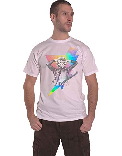 David Bowie T Shirt Holographic Bolt Ziggy Stardust Nouveau Officiel Homme Blanc - Les Beatles, Paul McCartney, John Lennon, RIngo Starr, George Harrison David Bowie T Shirt Holographic Bolt Ziggy Stardust Nouveau Officiel Homme Blanc