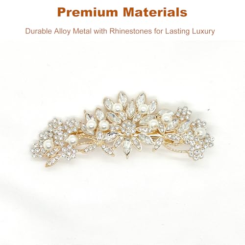 Accesorio de cabello nupcial dorado con clip elegante miniatura 6