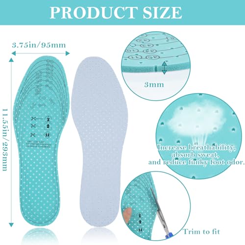Image of 3Pairs Breathable Insoles for Women, Breathable Cloud Soles for Women, Cutable Double-Layer Latex Foam Replacement Insoles, Men 7-11 Woman 2-8(White Grey Green)