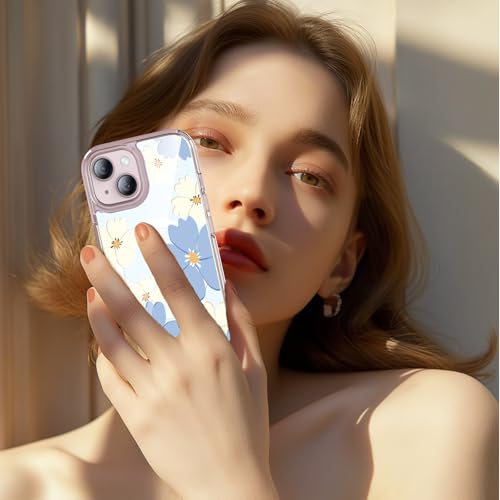YNSZAS for iPhone 15 Plus Case, Compatible with MagSafe, Unique Colorful Flower Cute Phone Cover, Hard PC+TPU Shockproof, Women Girl Retro Floral Protector Skin for 15 Plus by YNSZAS - Image 5
