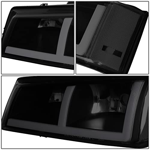 Image of DNA MOTORING HL-LB4-CSIL03-BK-SM-CL1 Pair of LED F-LED Light Bar Headlights Compatible with 03-06 Avalanche 1500 2500 / Silverado 1500 2500 3500, Fit Models without Factory Cladding ONLY