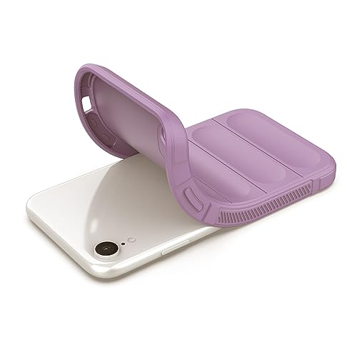Image of Amazon Brand - Solimo Mobile Cover for Apple iPhone XR | Full Camera Protection | Liquid Silicon Case | Flexible Bumper Case for Apple iPhone XR (Purple)