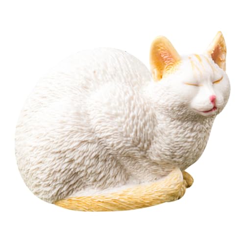 FOMIYES Statue de Chat en Plastique Blanc M-2887 Figure de Chat Mignon pour Jardin Décoration Pelouse Extérieure Résistante aux Chocs Décorative pour Terrasse et Allée