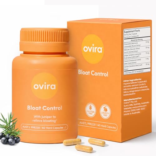 Ovira Bloat Control with JUNICLEAR Added Juniper for Gas & Bloating Relief for Women and Men - Reduces Water Retention Promotes Digestive Health & Gut Health - 60 Vegan Capsules Pack of 1