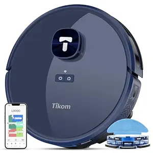 Tikom Robot Vacuum and Mop Combo, LiDAR Navigation, L9000 Robotic Vacuum Cleaner, 4000Pa Suction, 150Mins Max, 14 No-go Zones, Smart Mapping, Ideal for Pet Hair, Carpet, Hard Floor