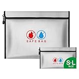 KAIRYAL 耐火バッグ 耐火ケース 防火袋 耐火金庫 防火金庫 ファスナー式 防爆 防水 防災 防火バック 現金収納 家庭用 大容量 集金袋 手提げ 収納可能 耐火袋 耐火収納ケース (S/L, 2, セット)