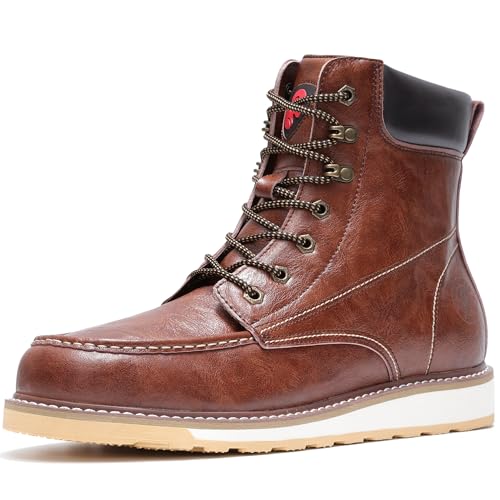 ANGRYRAM Steel Toe Work Boots for Men Comfortable Moc Toe Safety Boots,Waterproof Slip Puncture Resistant Industrial & Construction Work Boots