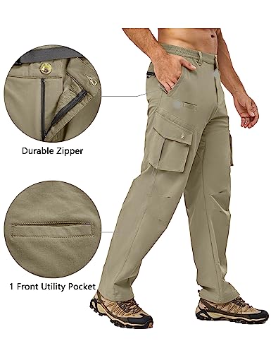 Little Donkey Andy Men's Stretch Cargo Pants, Quick Dry Lightweight Hiking Pants Khaki L #TOP4