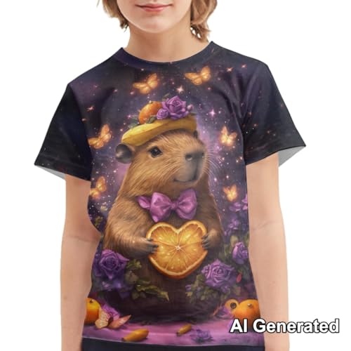 Image of Xhuibop Kids Tshirts Girls Boys 3-16 Years Summer Clothes for Teens Loose Fitting Tops