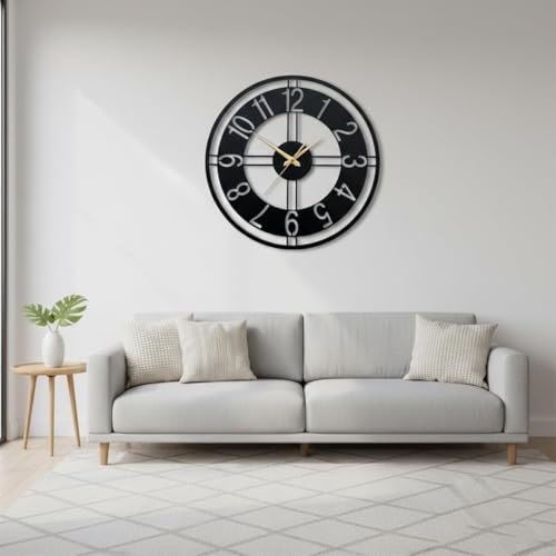 Image of Morden Metal Wall Clock for Living Room, Bedroom, Office, Kitchen, Stylish Wall Clock for Home and Hall, Designer Big Size Modern(DA-256, 50CM)