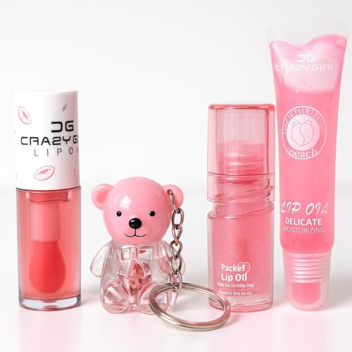 Prityka Beauty Viral Korean Kawaii Lip Plumping Hydrating Gloss Combo Set of 4 – Heart, Candy, Toffee & Bottle Shape | pH Waterproof Longlasting Color Changing, Natural Pink Tint | Cute Flavored Mini Lip Gloss Gift for Women (Lip Gloss Combo 4)