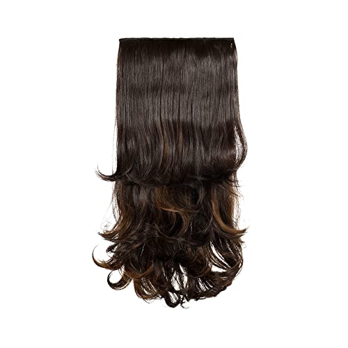 Image of KIS Synthetic Curly Hair Extensions with 4 Clip-in for Women,Highlight Gold | 22 Inches, Natural, Soft Heat Resistant Hair, Thick Washable Reusable, Artificial Hair Clip on Extension for Bridal, Wedding