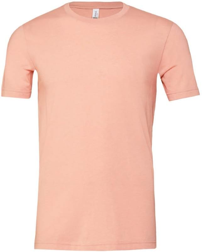 Canvas Unisex Jersey Crew Neck Short Sleeve T-Shirt (M) (Heather Peach)