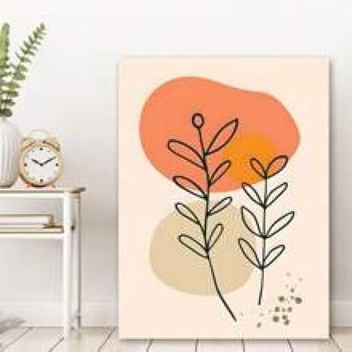 Toile canvas wall art abstrait de qualité premium encadrée 21x30cm teinte lin - 2