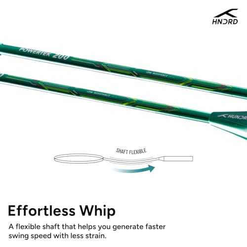 Image of Hundred Powertek 200 Aluminium Badminton Racket Combo, 2 Strung Rackets with 1 Full Cover & 3 Aura Nylon Shuttlecocks, Lightweight Shuttle Bats for Match Play