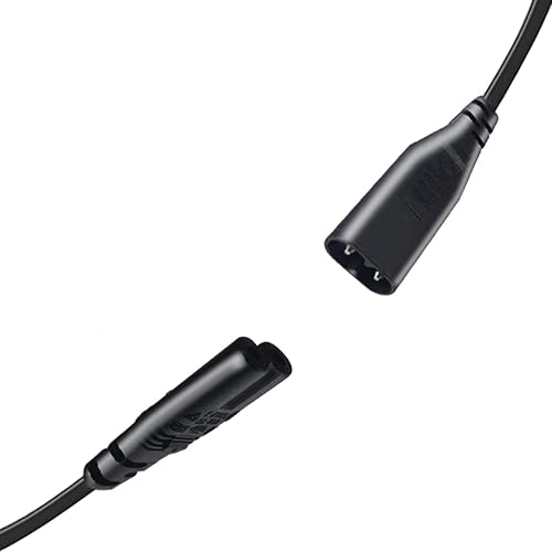 Miniatura 10 de Cable de alimentación IEC 320 C8 a C7 dual figura 8 macho a doble ángulo recto hembra adaptador 1 en 2 salidas CA, cable de alimentación IEC 320 C8