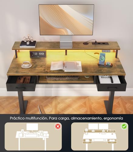 Bureau Electrique Assis Debout 120cm OffiGo avec Tiroirs et LED - 7