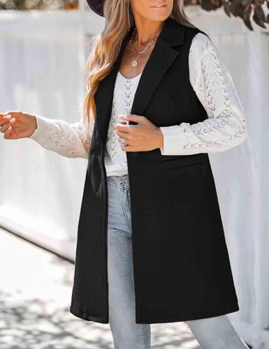 IDEALSANXUN Wool Long Vest for Women Sleeveless Blazer Jacket Fall Winter Trench Coat Waistcoat3