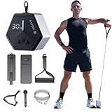 Rayofi Go-Tone Mobile Kraftstation – Smarter Seilzug mit App & 30kg Digital-Widerstand, Portable Cable Machine Gym Set inkl. Bodenplatte Türanker, Elektrischer Rückentrainer für Zuhause Büro (Silber)