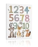 Numbers Wall Art Nursery Decor: Safari Animal Print Picture for Toddler, Numbers Wall Decor for Kids Playroom, Cute Framed Poster for Baby Room Decor 12' x 16'