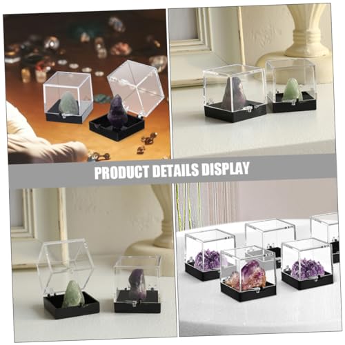 Image of Transparent Mineral Specimen Display Box Clear Cube Case 1.38 Inch Small Rock Crystal Storage Protective Container for Science Education and Collection