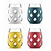 Ello Cru Stemless Wine Glasses with Silicone Protection - Set of 4 (Mai Tai)