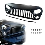 JKYH TECHPLUS New Front Bumper Grille Grill Matte Black Angry Bird Compatible with 2007-2018 Jeep Wrangler JK