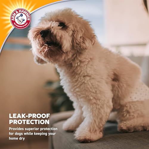 Image of Arm & Hammer for Pets Disposable Female Dog Diapers with Odor Control and Wetness Indicator, Leak Resistant Dog Diapers for Incontinence and Heat Cycles, Size Medium 16.5-21 in Waist, 12 Count