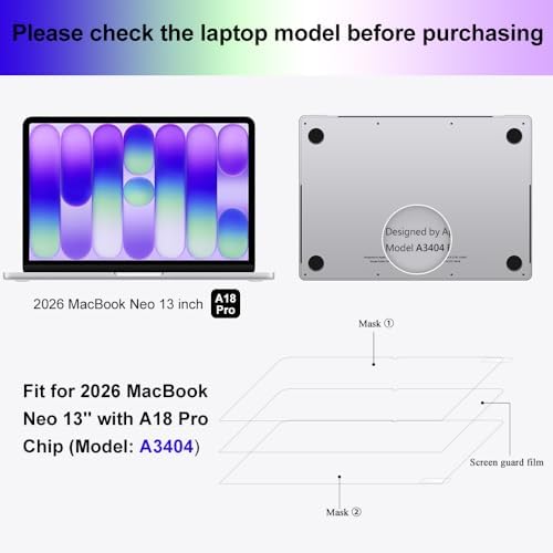 ProElife 2-Pack Screen Protector for 2026 New MacBook Neo 13 inch with Apple A18Pro Chip/A3404 Anti Scratch Accessories 5H Hardness Protective Shield Film for MacBook Neo 13'' (High Definition) - 1