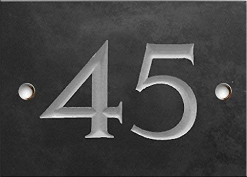 Engraved Slate House Number Sign - 1 to 99 (Select Your Number here) - Number 45 (Same Day Dispatch by 1st Class Post!!!) — image 1