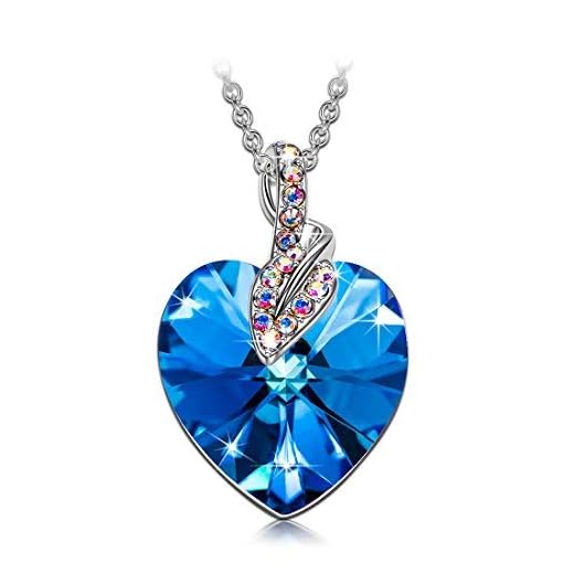 J. RENEÉ Regalos Navidad Amor Corazon Collares Mujer, con Cristal Swarovski, Joyas para Mujer, Dia de la Madre (Regalo de Amor Azul)