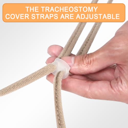 tracheostomy neck stoma coverbreathable laryngectomy cover for tracheotomy caretracheal care supplies-adjustable neck trachea protector white-navy-khaki-3pcs large