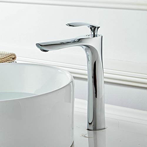 Leekayer Bathroom Vessel Sink Faucet Chrome Finish Single Handle Counter Top Tall Tap One Hole Deck Mount Lavatory #TOP2