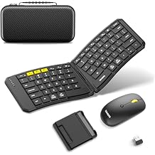 Ergonomic Foldable Keyboard and Mouse, Samsers KM09 Split Folding Bluetooth Keyboard Combo, 2.4G + BT5.0 x2, 6-Row Layout Portable Travel Keyboards & USB-C Wireless Mouse for iOS Android Windows MacOS