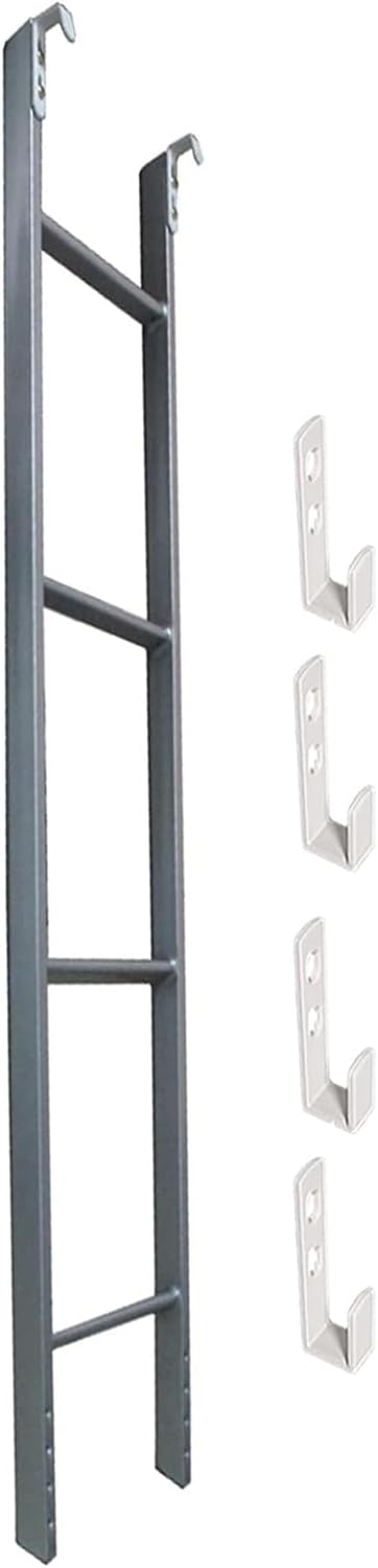 Bunk Ladder, Bunk Bed Ladder, Double Elevated Bed Ladder Campervan Twin Bed Ladder with Hooks, Adjustable, Adult Teens Use (Color : Silver, Size : 1.16m/3.8ft)