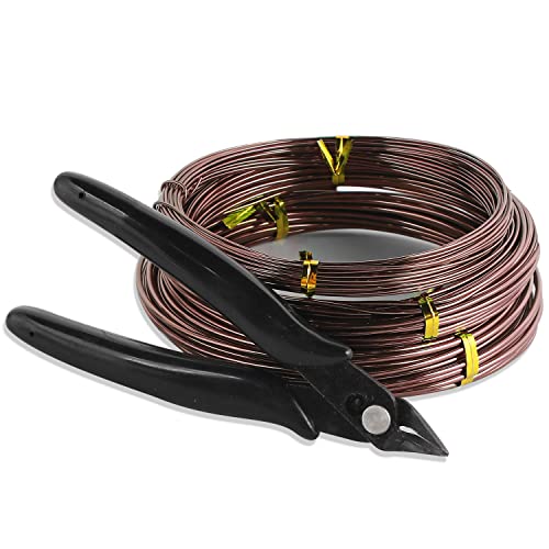 Sanlykate Bonsai Wire Tool Kit With Cutter, 3 Roll Tree Training Wires 98 Feet Total, 1.0Mm, 1.5Mm, 2.0Mm Anodized Aluminum Wire Set, Hold Plant Branches Trunks - Brown #TOP22