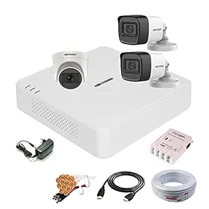 HIKVISION 4 Channal Turbo HD H.265 DVR 1Pcs,Outdoor Camera 5 MP Turbo HD Audio 2Pcs,Indoor Camera 5 MP Turbo HD Audio 1Pcs,Full Combo Set