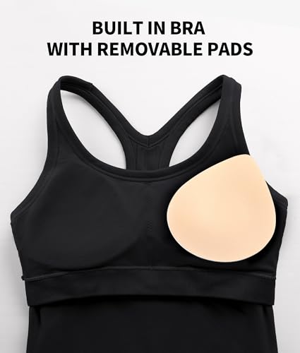 Image of ATTRACO Ribflex Ribbed Workout Crop Tops with Built in Bra for Women Yoga Racerback Tank Top Slim Fit