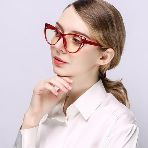 Image of Blue Light Glasses Cateye Women Fake Eyeglasses Anti Eye Strain Computer Glasses Clear Lens