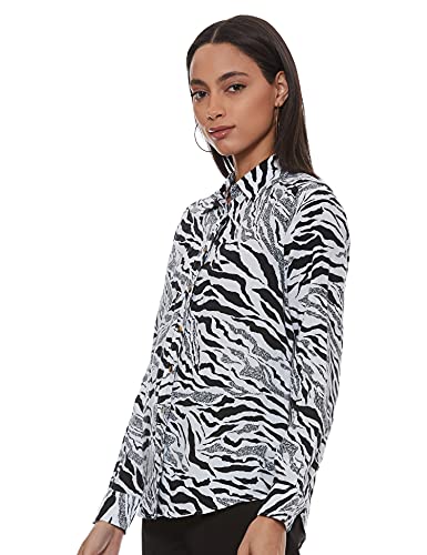 Image of Marks & Spencer Womens Printed Linen Blend Collared Neck Regular Fit Shirt