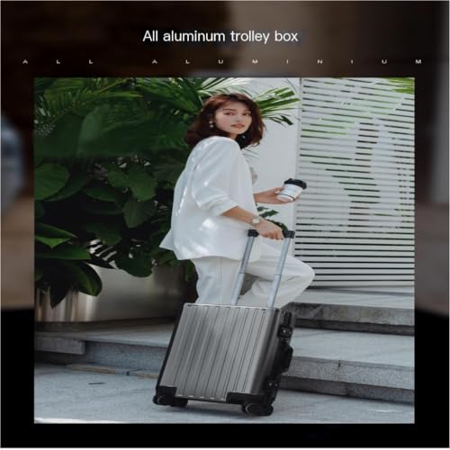 Suitcase Magnesium Aluminum Alloy Trolley Suitcase For Men And Women With Universal Wheels, Business Boarding Suitcase Suitcase Tags(Black)3