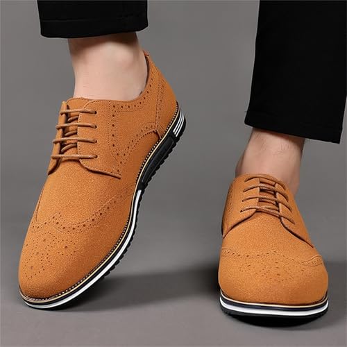 Men's Classic Suede Dress Shoes Fashion Pointed-Toe Lace-up Breathable Oxfords Shoes Business Office Wedding Formal Shoes2