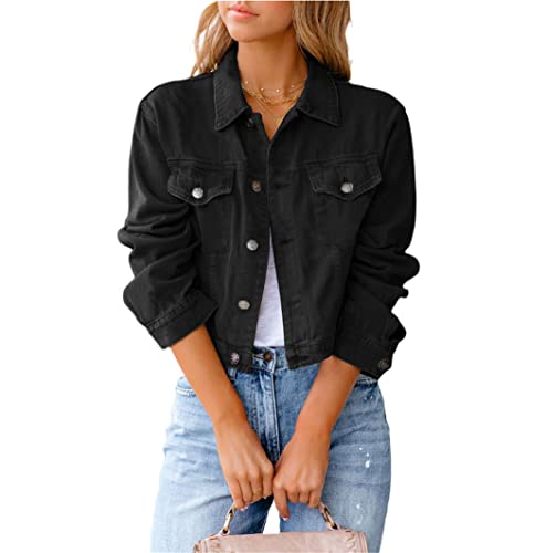 Veste en jean femme veste longue noire et bleue pour automne L