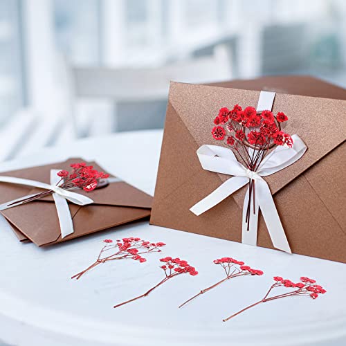 Flores secas rojas mini gypsophila 100 piezas para decoración miniatura 4