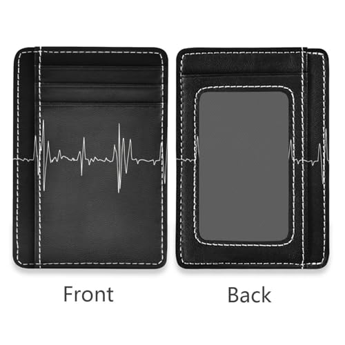 Doctors Electrocardiogram leather men wallet slim with money clip RFID Blocking card clip for men&women2