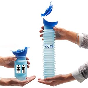 Lunata 750ml Universele Mini Urinaal voor Man, Vrouw & Kind, Mobiele Toiletten, Personeel Toilet, Noodreistoilet, Nood-WC, buigbare Urinefles