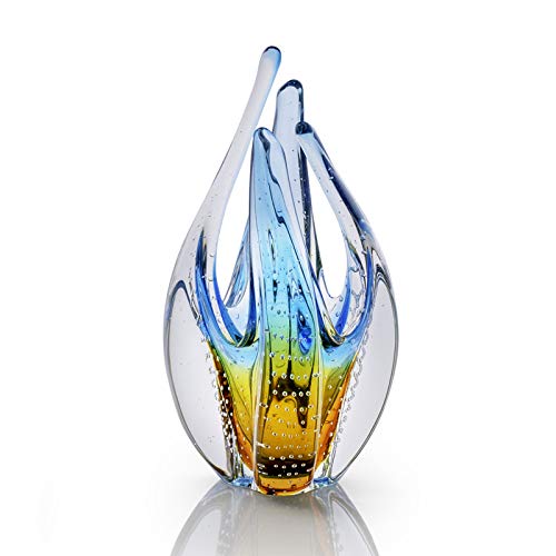 Escultura Em Cristal Murano Água Marinha - São Marcos 23cm